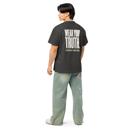 Wear Your Truth Tee in vintage black, back view