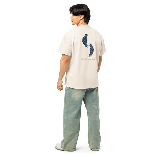 Signature Wings Tee in vintage white, back view